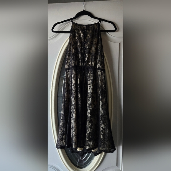 Esley Black Lace Halter Mini Dress Goth  ~ Medium Dark Romance - Picture 7 of 8